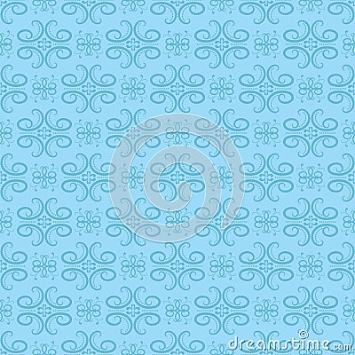 Abstract ornament. Blue and white seamless pattern Cartoon Illustration