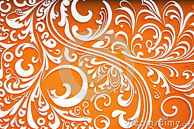 Abstract ornate orange and white color background. Patterned color background. Generative AI Stock Photo
