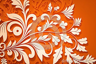 Abstract ornate orange and white color background. Patterned color background. Generative AI Stock Photo