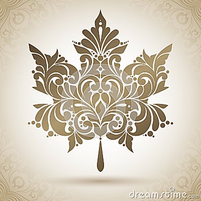 Abstract ornate patterned maple leaf Vector Illustration