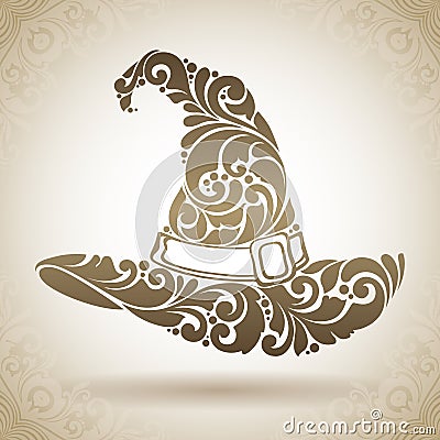 Abstract ornate patterned witch hat Vector Illustration