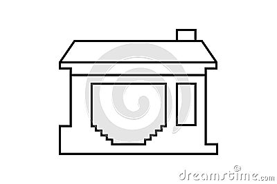 Abstract outline drawing, factory building with concrete stair vector illustration Vector Illustration