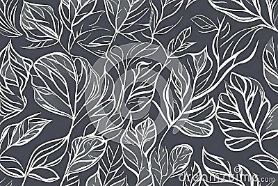 Minimalist abstract background with outline leaves background. Generative AI Cartoon Illustration