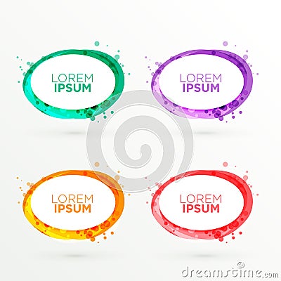 Abstract oval banners set in different colors Vector Illustration
