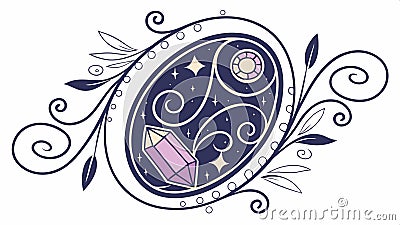Abstract oval shape with celestial objects, cosmic and artistic design vector design Generative AI Vector Illustration
