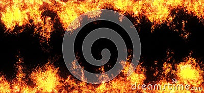 Abstract overlay Fire flames on a black background. Stock Photo