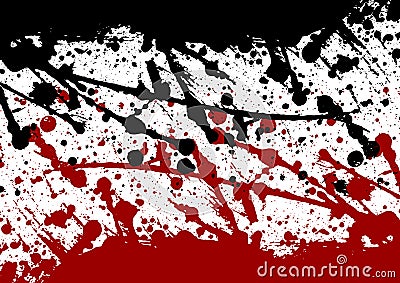 Abstract paint splatter black and red color isolated back Vector Illustration