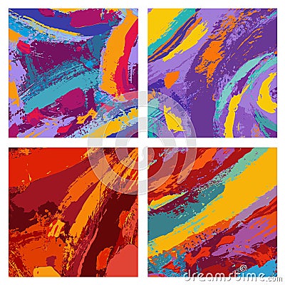 Abstract paintbrush painting colorful background design set Vector Illustration