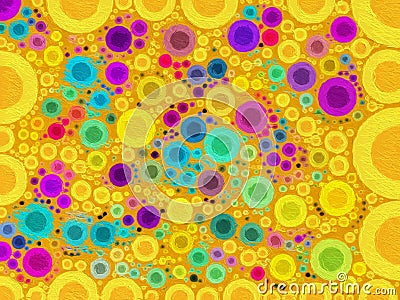 Abstract Painterly Bubbles Yellow Background Stock Photo