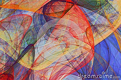 Abstract painting background of colorful fluttering veils Stock Photo