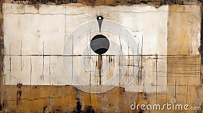 Abstract Painting Of Black Object And White Paper In Gabriel Pacheco Style Stock Photo