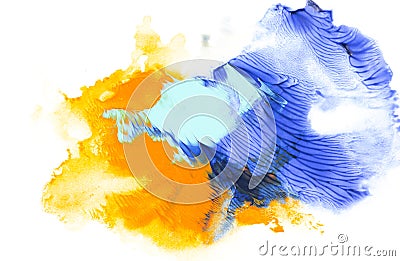 Abstract painting with blue and orange paint strokes Stock Photo