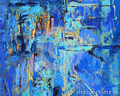 Abstract Painting in Blues Stock Photo