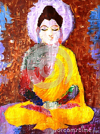 Abstract painting of buddha Stock Photo