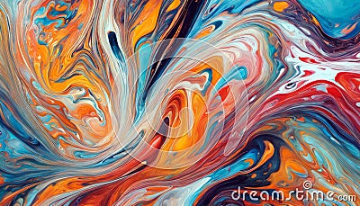 An abstract painting characterized by a liquid marbling Stock Photo