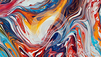 An abstract painting characterized by a liquid marbling Stock Photo