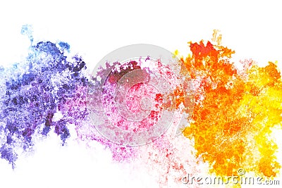 Abstract painting with colorful watercolor paint spots Stock Photo