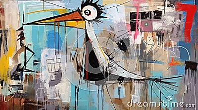 Colorful Abstract Bird Painting Inspired By Urban Expressionism And Dadaism Stock Photo