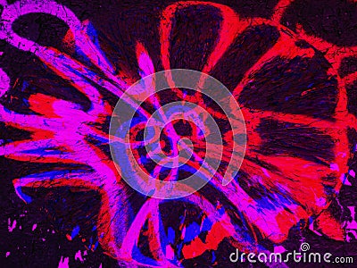 Abstract painting, graffiti, chaos of lines in bright spectral colors. Bright red and purple. Stock Photo