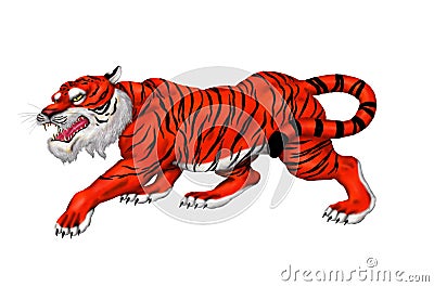 Giant fearsome indian bengal tiger prowling and growling 2018 Cartoon Illustration