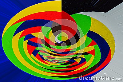 Abstract painting made on basis of hand-drawn acrylic graffiti, texture. Twisting, rotating multicolor lines Stock Photo