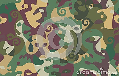 Abstract painting. Seamless pattern with one line. Portrait of a strange persons. Cubism and picasso style. Vector Vector Illustration