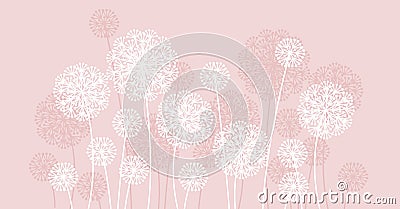 Abstract pale color summer dandelion motif Vector Illustration