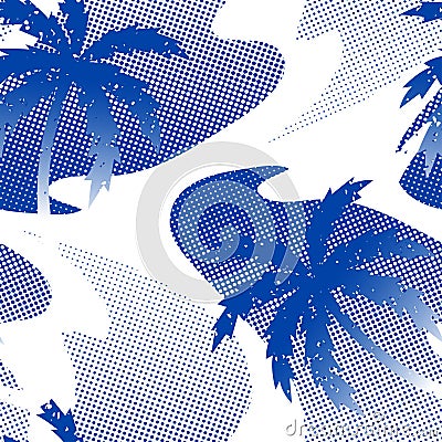 Abstract palm tree reflection on the water seamless pattern Vector Illustration