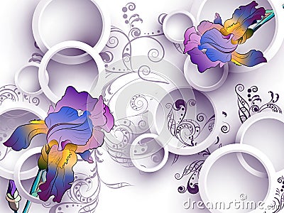 Abstract panel with irises and circles Stock Photo