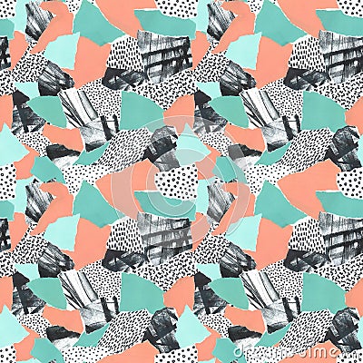 Abstract paper collage of retro 80`s Memphis pattern Stock Photo