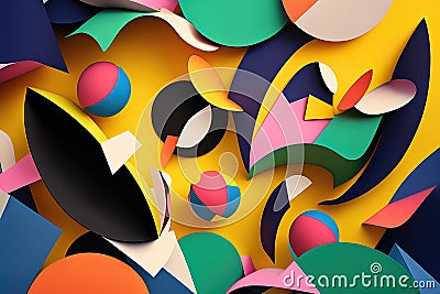 Abstract Paper Cutouts Collage with Bold Shapes and Colors Stock Photo