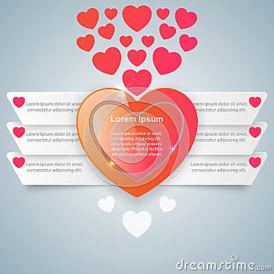 Abstract paper hearts Valentines day. Vector Illustration