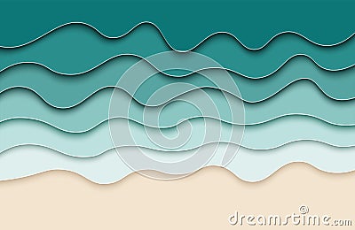 Abstract paper sea background. 3d effect waves poster. Vector Illustration