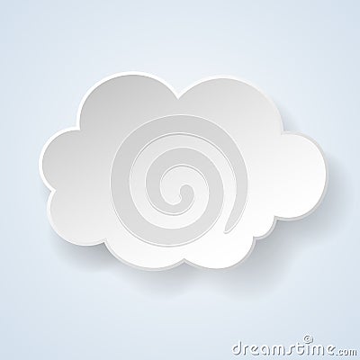 Abstract paper speech bubble in the form of a cloud on light blu Vector Illustration