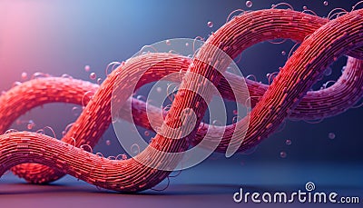 Abstract parametric design with smooth curves. Reddish-pink textured shapes create futuristic wave pattern. Digital artwork Stock Photo