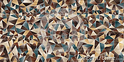 Abstract parquet floor with rumpled futuristic triangular geometric wooden 3d background Stock Photo