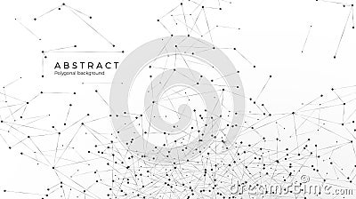Abstract particle background. Nodes connected in web. Mess network or internet. Atomic and molecular pattern. Vector illustration Vector Illustration