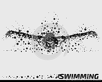 Abstract Particle Male Swimmer Vector Illustration