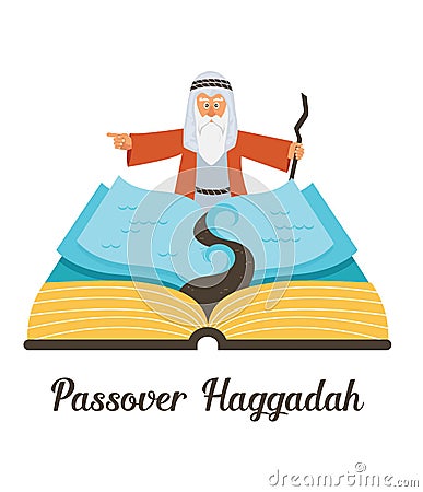 Abstract passover story haggadah book. Mozes ordering let my people go out of Egypt. vector and illustration Vector Illustration