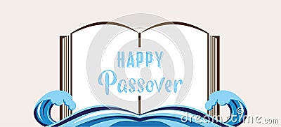Abstract passover story haggadah book over splitted red sea. the story of escape from Egypt. Vector Illustration