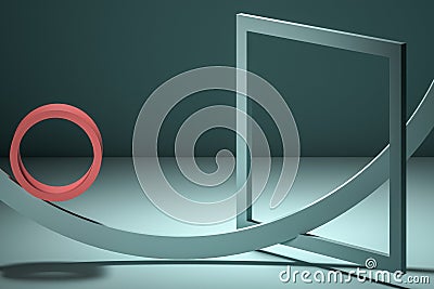Abstract pastel geometric figures as showcase for product presentation. Minimalistic composition for advertising Stock Photo