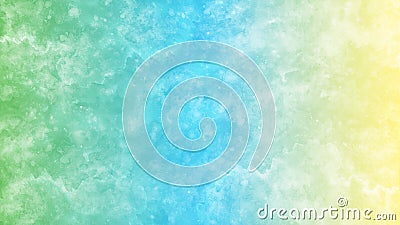 Abstract Pastel Green, Blue and Yellow Gradient Background with Watercolor Splashes Texture Stock Photo