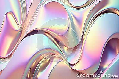 Abstract pastel holographic background. Soft satin flowing. Generative AI Stock Photo