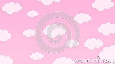 Abstract Pastel Kawaii funny white clouds. Seamless pattern on blue background Stock Photo