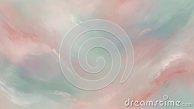 An abstract pastel painting with soft brush strokes blending pink, blue, and green hues for a dreamy, serene backdrop Stock Photo