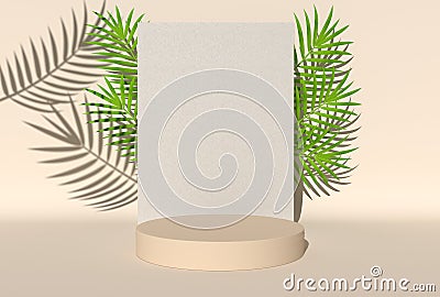 Minimal 3d rendering scene with podium and abstract background. Geometric shape Stock Photo