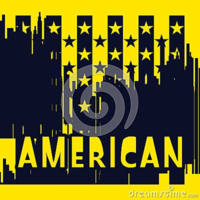 Abstract grungy style bold inky striped art with thick text saying American Stock Photo