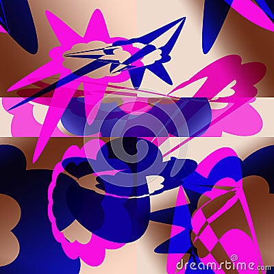 Abstract pattern with blue and pink elements. Stock Photo