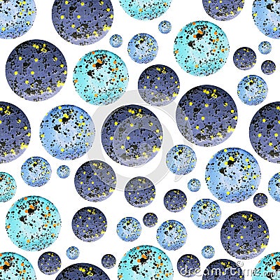 Abstract pattern from circles of blue, mint colors on a white background Cartoon Illustration