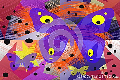 Abstract pattern with colorful butterflies. Stock Photo